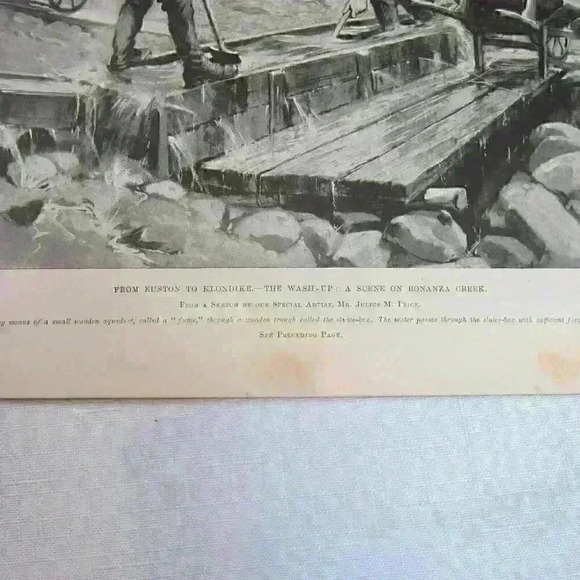 Art Print Canada Gold Mining Euston Klondike Washup Bonanza Creek Antique 1898 - Picture 3 of 10